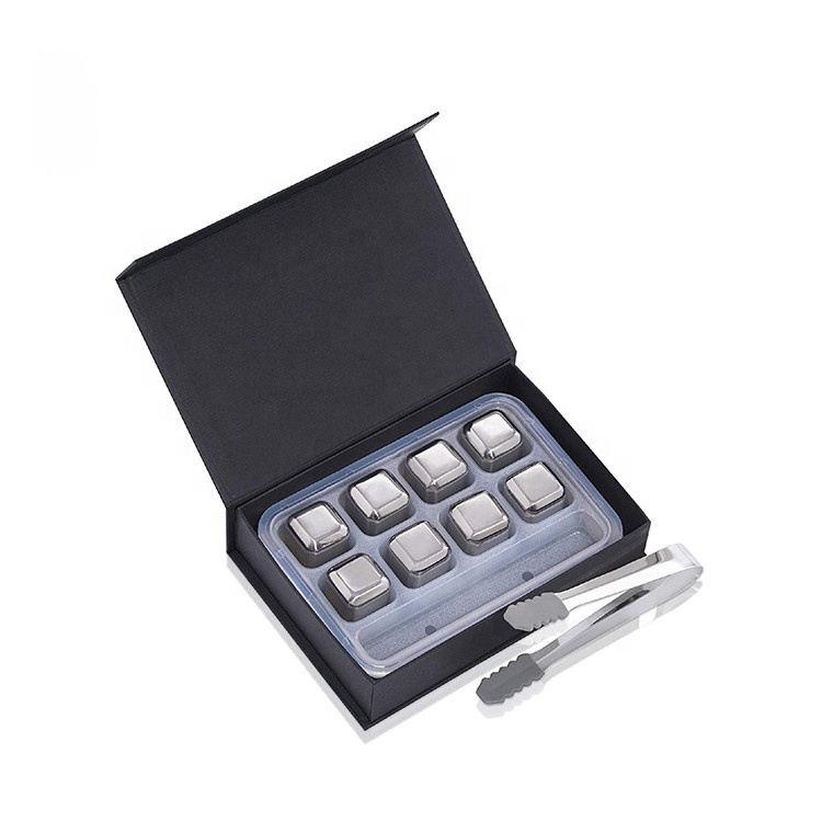 Stainless Steel Metal Ice Cubes Reusab leLuxury Gift Set ,  Ice Cubes for Whiskey,Wine & Gin & Tonic Metal Ice,Cubes with Quick Freeze Drinking Cooler Rocks, Nature Stainless Steel Color Utensils Beverage Birthday Reusable Traditional 7