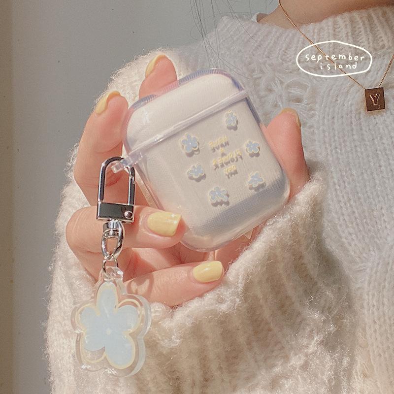 Product Introduction of Cute Fresh Flower Earphone Case For AirPods 1 2 Pro Case Transparent TPU Air pods 3 Bluetooth Earphone Charging Box With Keyring 2