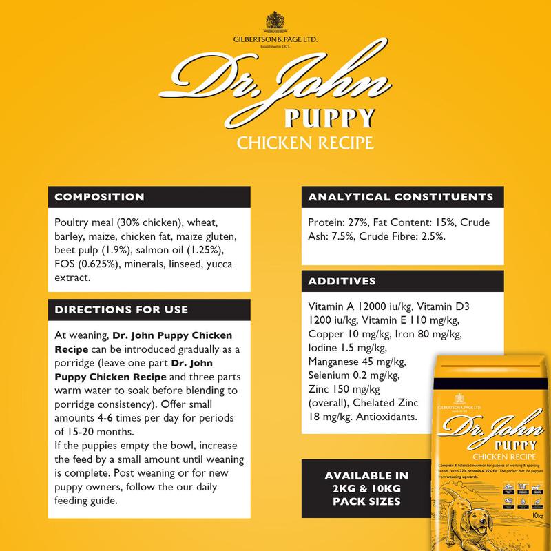 Gilbertson & Page Dr. John Puppy Chicken Dry Dog Food with Omega-3s - 10kg Bag 1