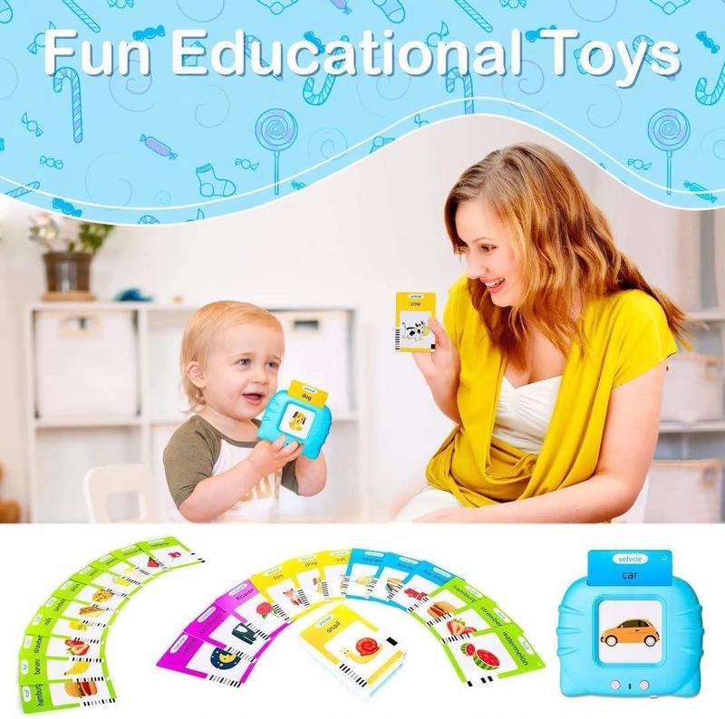 224 Words Talking Flash Cards Early Learning Toy 2-6 Toddler Child Preschool Smart Intelligent Animals Audible Flash Cards Blue 4