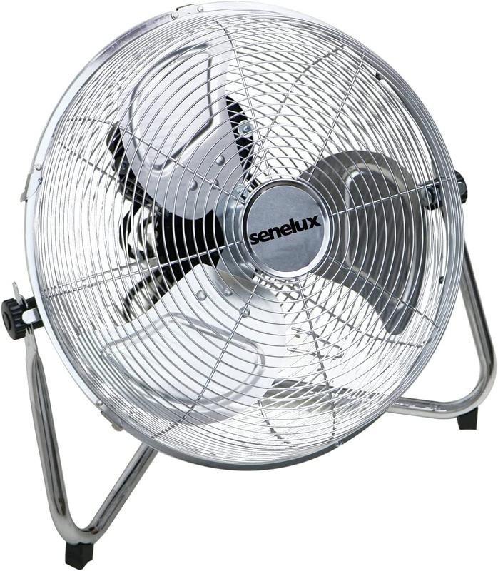 Senelux Floor Fan - Chrome Gym Fan - Electric Portable Cooling Fan for Home/Gym/Office Use - 3 Speed Settings with Tilting Feature - High Velocity Cold Air Circulator 4