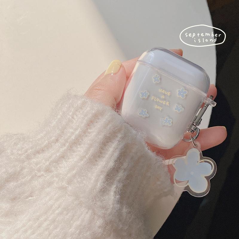 Product Introduction of Cute Fresh Flower Earphone Case For AirPods 1 2 Pro Case Transparent TPU Air pods 3 Bluetooth Earphone Charging Box With Keyring 5