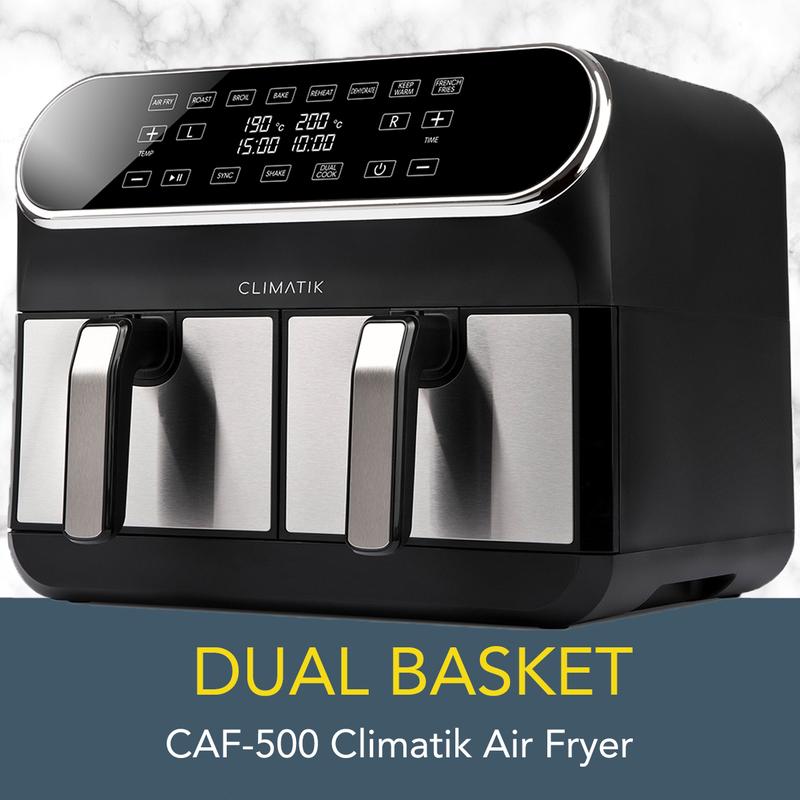 Climatik CAF-500 Dual Basket Air Fryer with Smart Sync (8L)