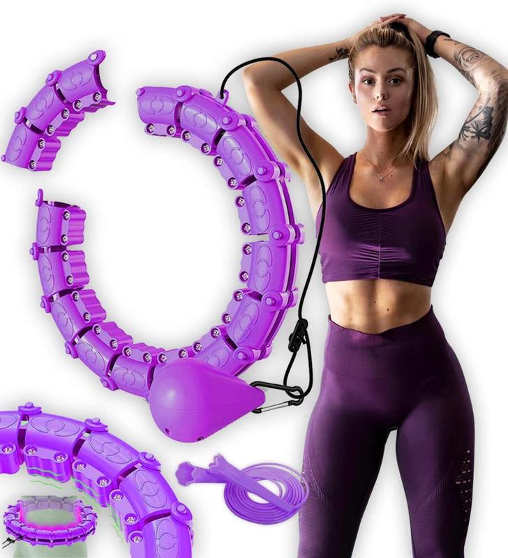 UK Seller - Smart Weighted Fit Hoop Plus Size for Adults Weight Loss, Hula Circle-2 in 1 Infinity Fitness Hoop, 28 Links Detachable & Size Adjustable, with Ball Auto Rotate 360 Degree for Women 2