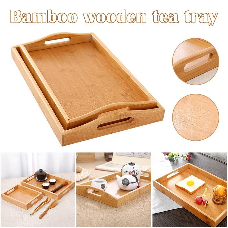 Bamboo Wooden Rectangular Tea Tray Serving Tray Wooden Hotel - TikTok ...