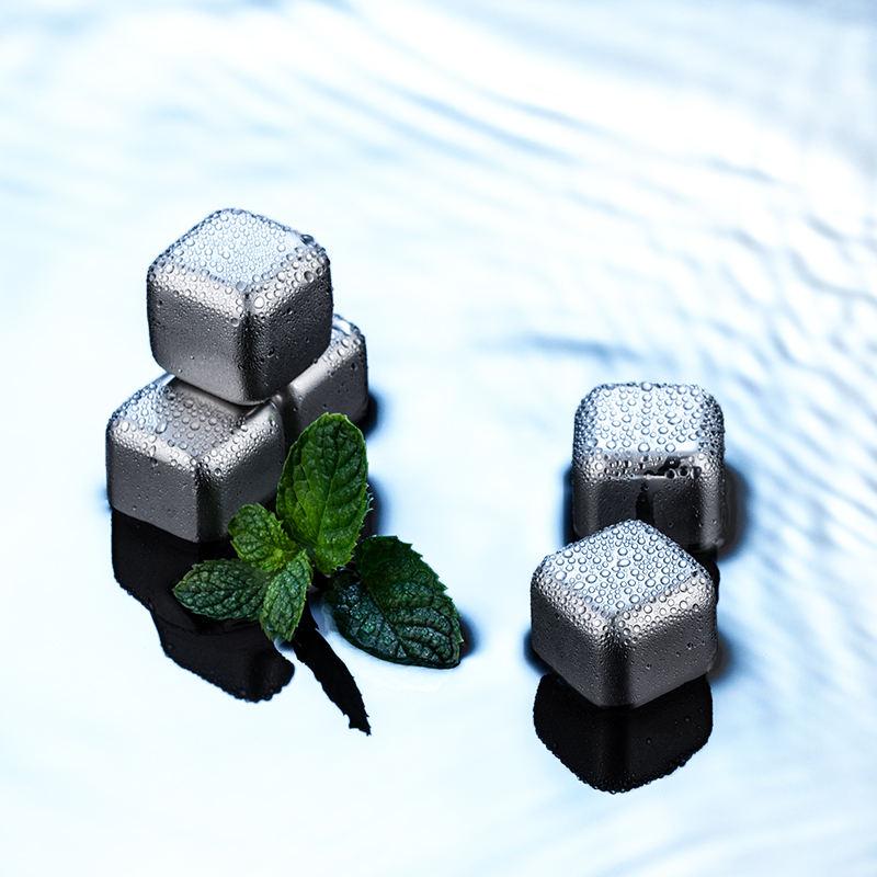 Stainless Steel Metal Ice Cubes Reusab leLuxury Gift Set ,  Ice Cubes for Whiskey,Wine & Gin & Tonic Metal Ice,Cubes with Quick Freeze Drinking Cooler Rocks, Nature Stainless Steel Color Utensils Beverage Birthday Reusable Traditional 8