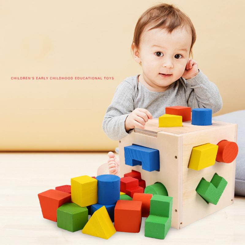 Fifteen Hole Shape Intelligence Box Wooden Toy Educational Toys ...