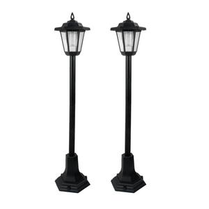 Set of 2 or 4 Small Black Solar Powered Lights, 83cm Garden Solar Lamp Post Light with Ground Stakes Outside Outdoor LED Lighting