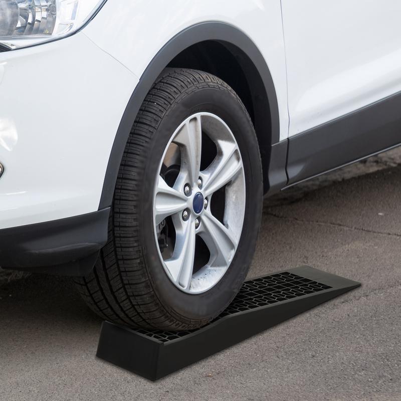 HOMCOM Pair of 2 Low Entrance Plastic Curb Ramps Anti-Slip Surface 3 Ton Capacity Garage Workshop Cars SUVs Small Vans 1