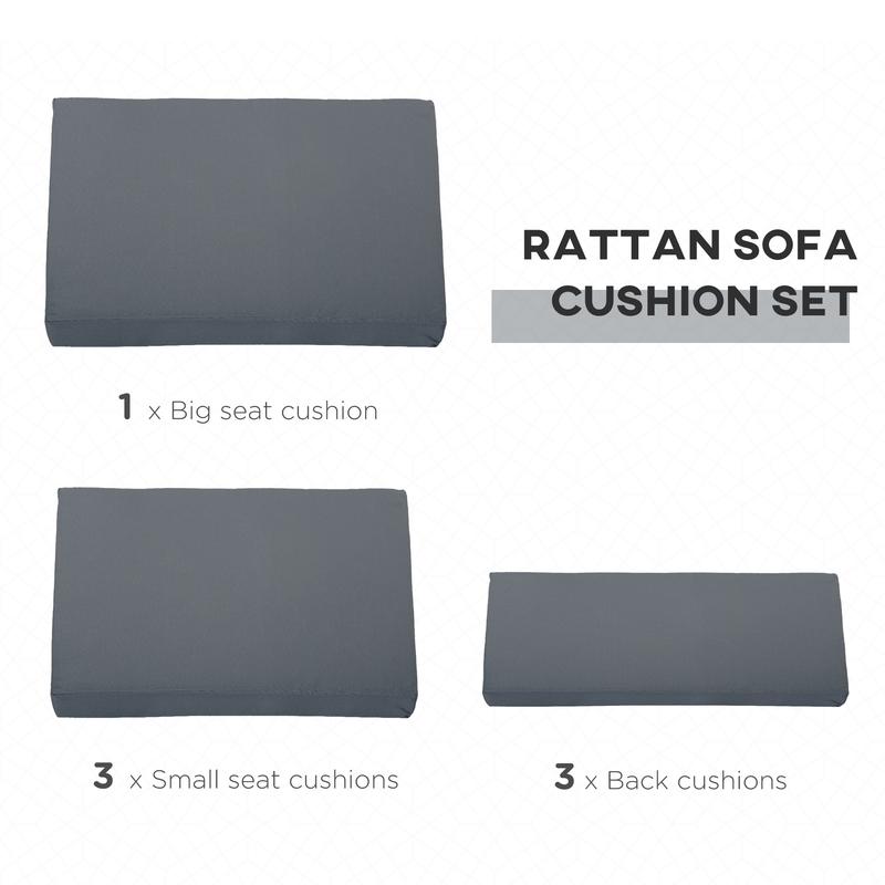 Outsunny Outdoor Cushion Pad Set for Rattan Furniture, 7 Piece Garden Furniture Cushions, Patio Conversation Set Cushions, Lightweight and Durable, Grey 5