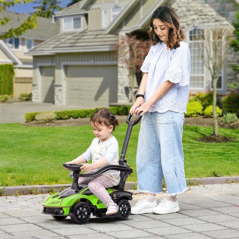 HOMCOM AIYAPLAY Licensed 2 in 1 Baby Ride on Push Car Toddler Push Along Car with Parent Handle Sliding Car with Horn Steering Wheel NO POWER for 1 - 3 Years, Green 1