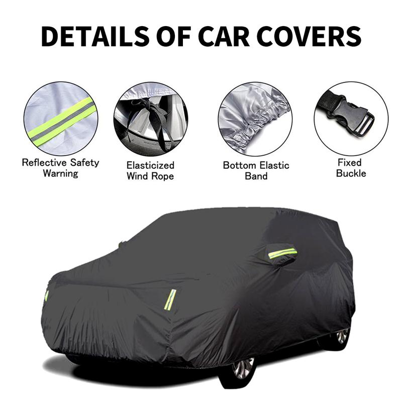 【ATRACTIVOLL】Outdoor Car Protective Cover is Waterproof, Sunscreen, and Dustproof, Keeping the Car Surface Clean Black 0