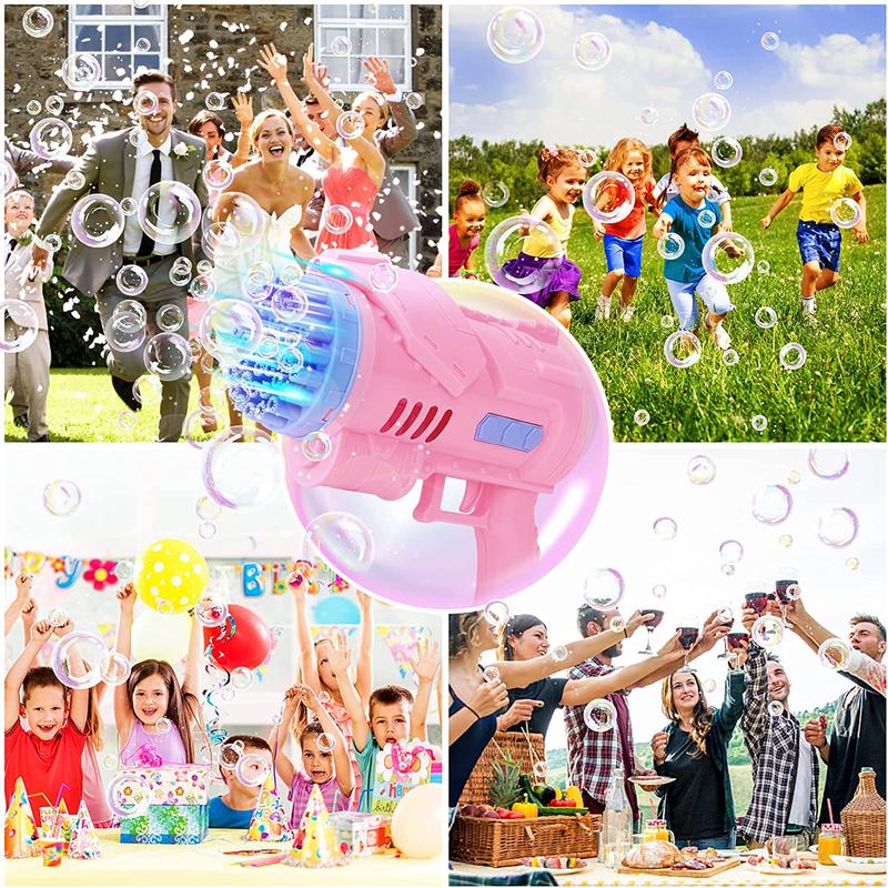 BM-2P and BM-2B 40 Holes Bubble Machine  Pink Bubble with Lights/Bubble Solution for Adults Kids Summer Toy Gift for Outdoor Indoor Birthday Party 7