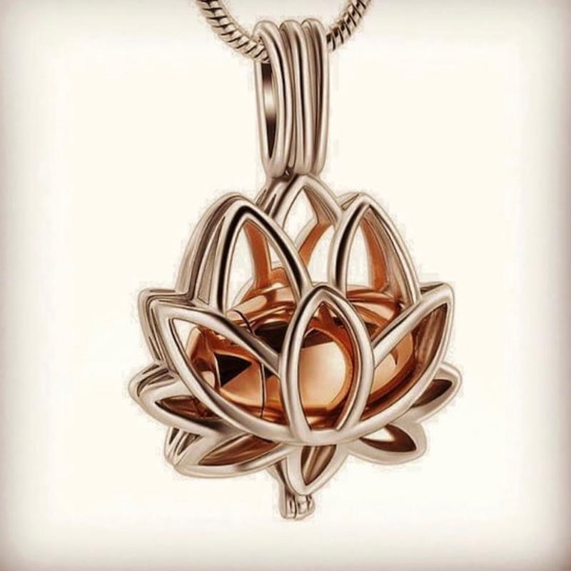 Lotus Flower Locket Cremation Ashes Necklace - Memorial Keepsake Urn. Free Filling Kit. Free UK Delivery. Chain Included 2