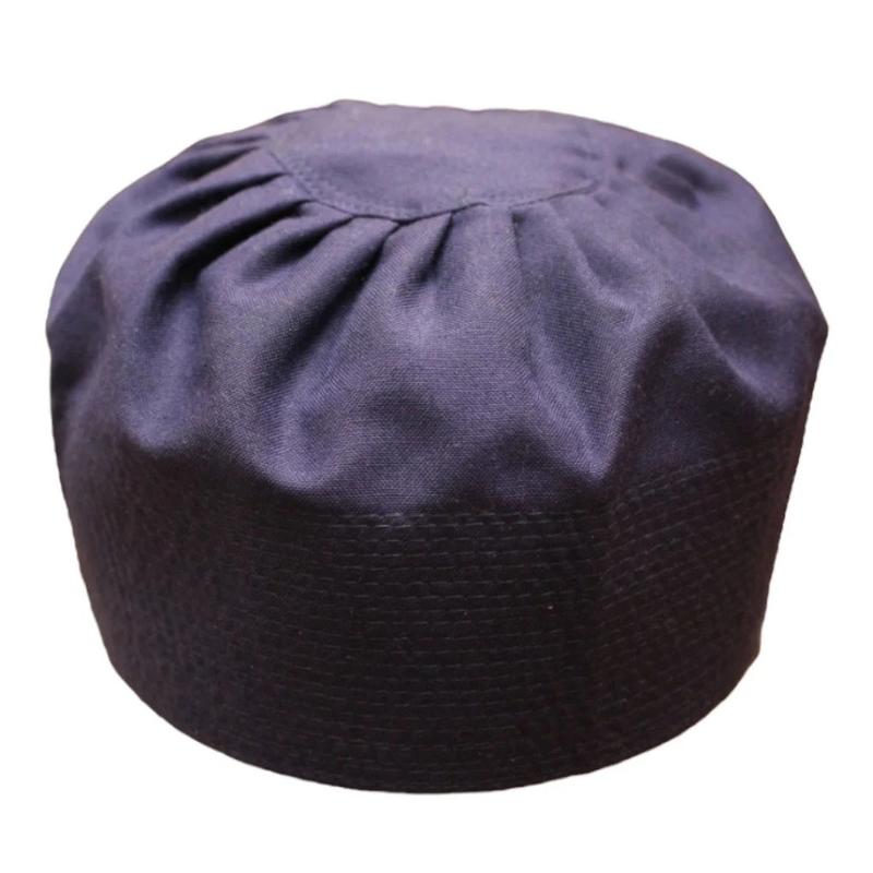Muslim Prayer Hat Black White Pleated-top Fabric Islamic Peci Prayer Cap Kufi UK 1