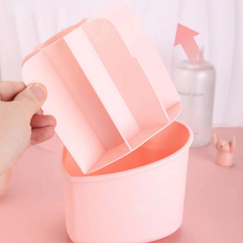 【UK Local Seller】360° Rotating Makeup Brushes Holder Portable Desktop Makeup Organizer Cosmetic Storage Box Pink 1