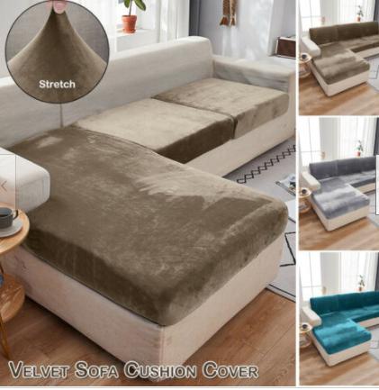 Velvet Sofa Seat Cushion Covers Length 50-65/125/190cm for 1/2/3-Seat Stretch Couch Protector Slipcovers 8