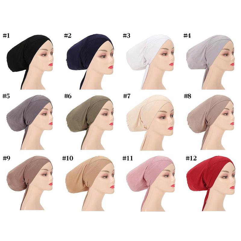 Modal Instant Hijab Elastic Hijabs Lace Up Cross Underlay Hat Cord Solid Adjustable Hijabs Inner Hijab for Graduation Casual Inner TUTU 6