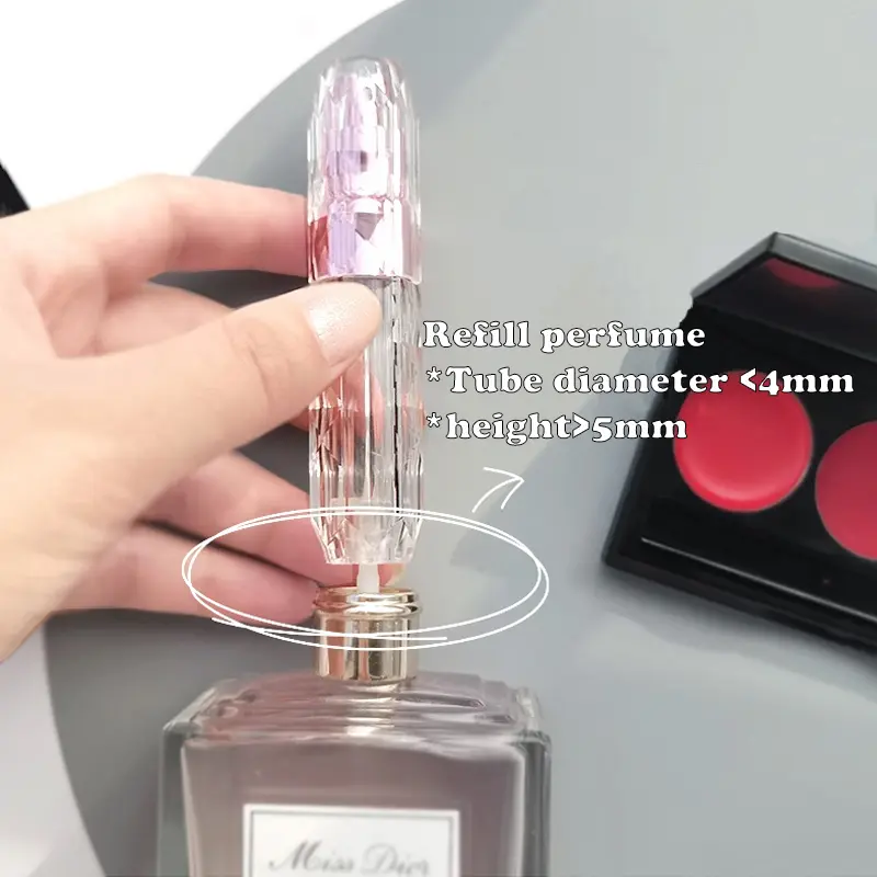 5ml Mini Perfume Refillable Bottle Travel Atomizer Alcohol Perfumes, Bottle Filled At The Bottom Directly, Diamond Facet  Spray Bottle Travel