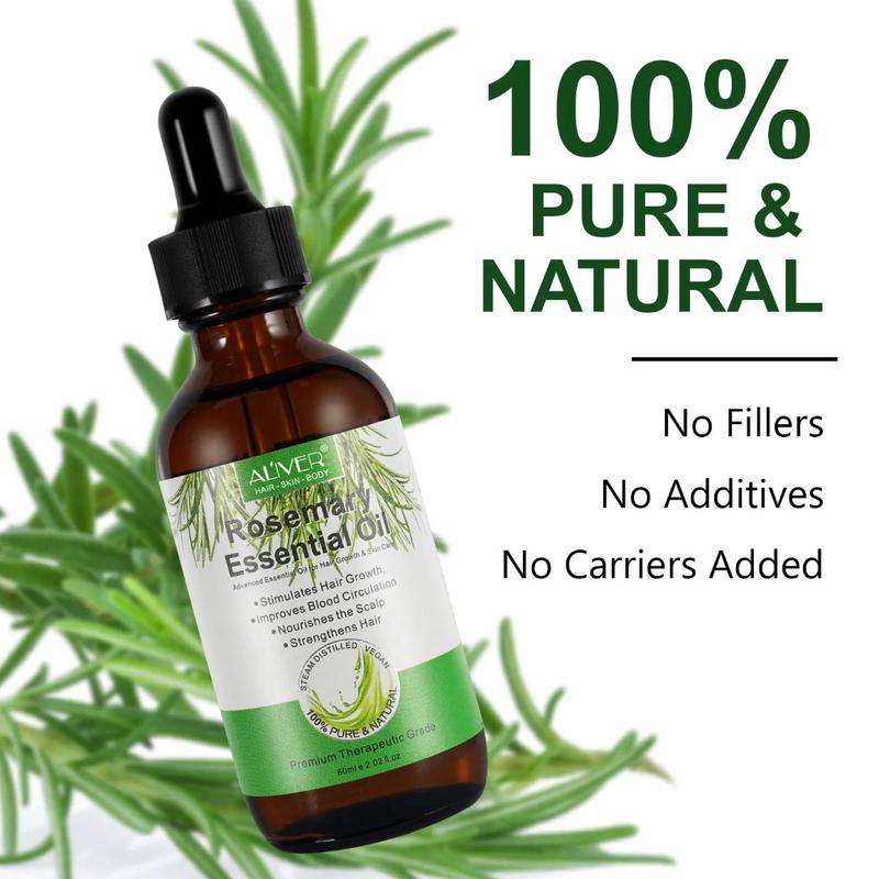 ALiver Rosemary Essential Oil Stimulates Hair Growth Skin Care Treatment - Natural Haircare Rosemary Oil Hydrate Moisturize Gentle Flawless Comfort Coconut 1