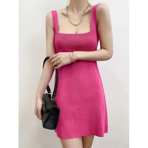 Wholesale Fashion Sling Knitted Casual Sexy Dress 55161