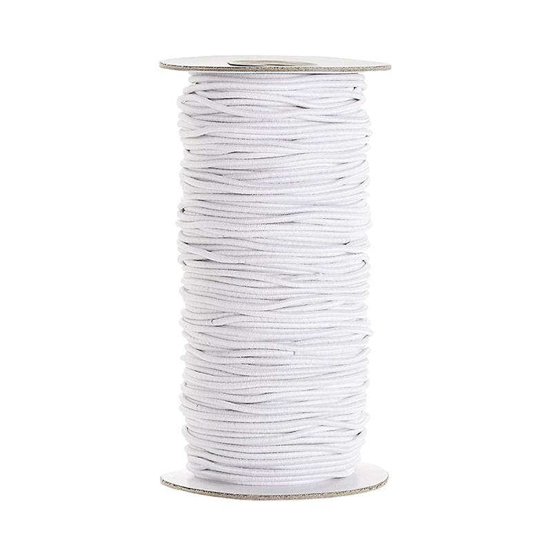 Trimming Shop 3mm Wide Round Elastic Band, Sewing Elastic String Roll, Stretchy Strap, Earloop Cord for Handmade DIY Crafts, Jewelry Making, Beading, Knitting, White, 100 Metres 0