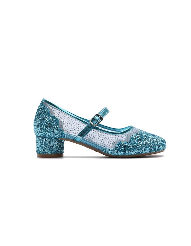 Girl Snow Queen 3cm Heeled Sparkle & Crystals Princess Fancy Dress Up Shoes - for Parties & Birthdays, Cosplay - Kids High Heels​​ - SH2205-BLU 4
