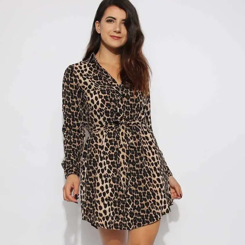 Leopard belted dress