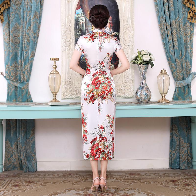 Qipao Váy Sườn Xám Dài Quốc Gia Trung Quốc Cho Nữ, Váy Hoa Cổ Điển 3