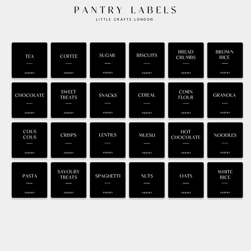Black Waterproof Pantry Labels 6 CM x 6 CM (24 Labels) 1