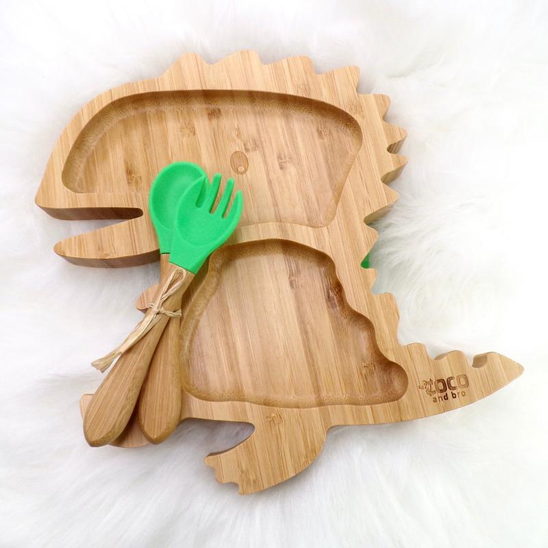 Green Dinosaur baby and toddler weaning plate 0