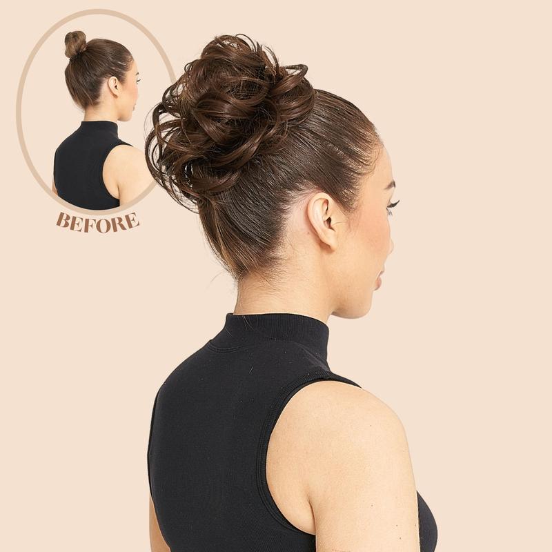 Large Curly Wavy Synthetic Hair Scrunchie - Messy Bun 0