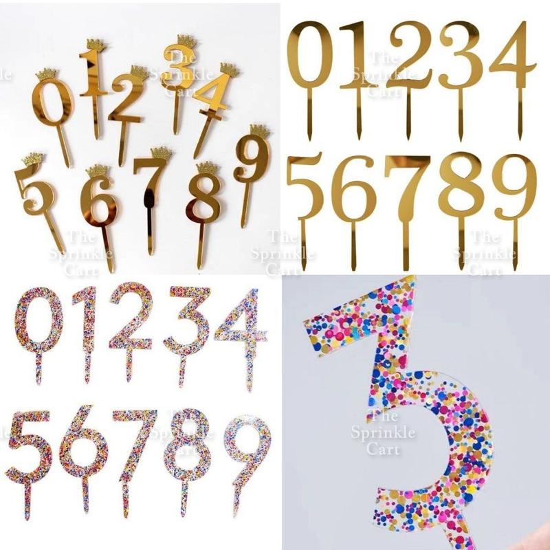 Acrylic Number Cake Topper Glitter Crown Diamond Happy Birthday ...