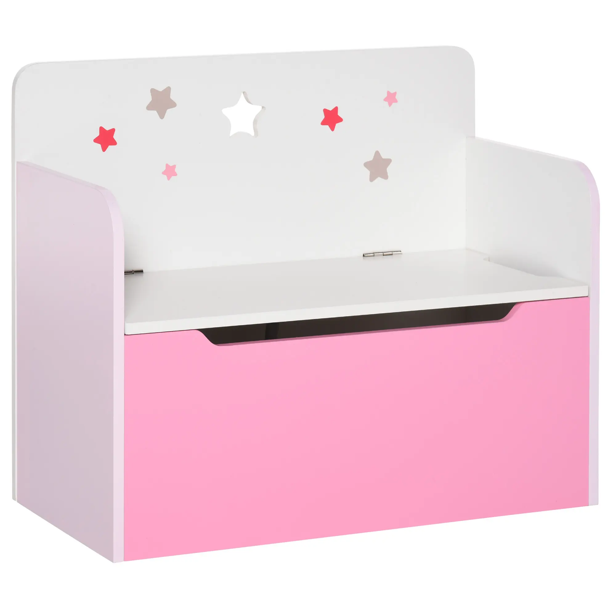 HOMCOM Wooden Kids Children Toy Box Storage Chest Bench Organizer Safety Hinge Bedroom Playroom Furniture Pink