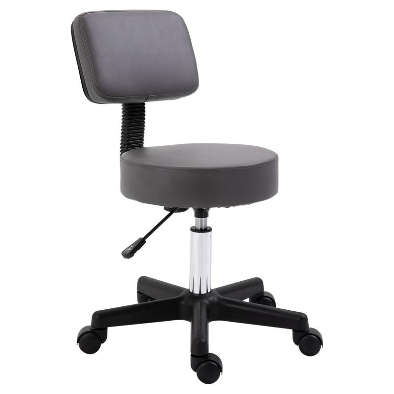 HOMCOM Beautician's Swivel Salon Chair w/ Padded Seat Back 5 Wheels Adjustable Height Salon Hairdressers Tattoo Spa Rolling Cushion Professional Grey 0