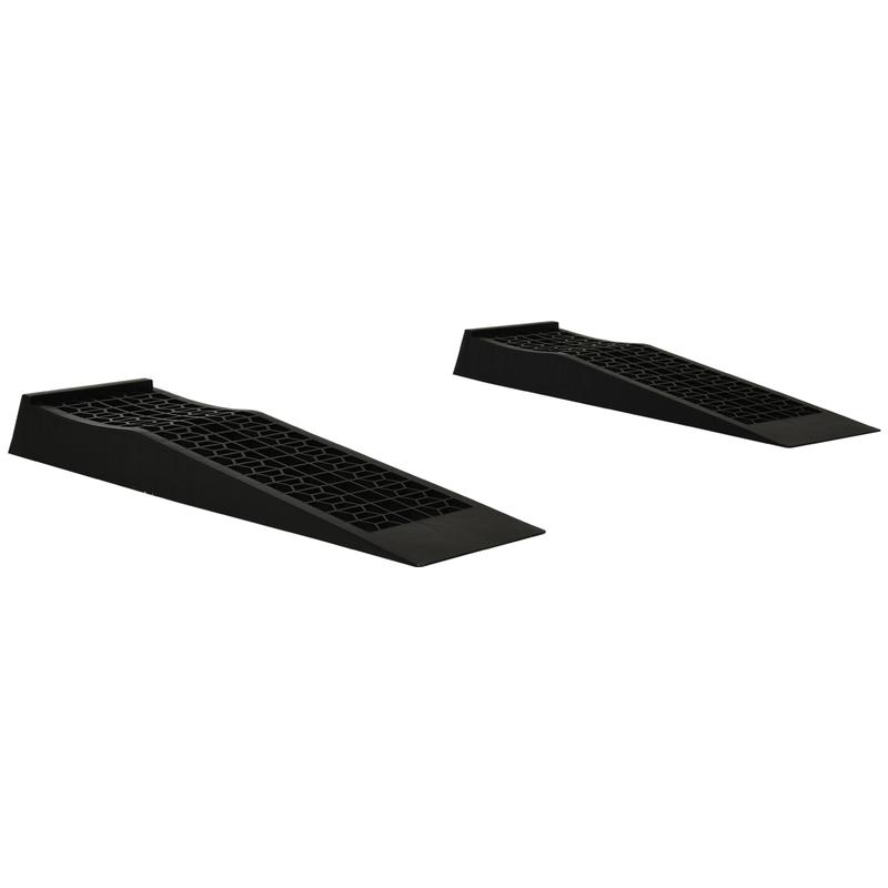 HOMCOM Pair of 2 Low Entrance Plastic Curb Ramps Anti-Slip Surface 3 Ton Capacity Garage Workshop Cars SUVs Small Vans 6