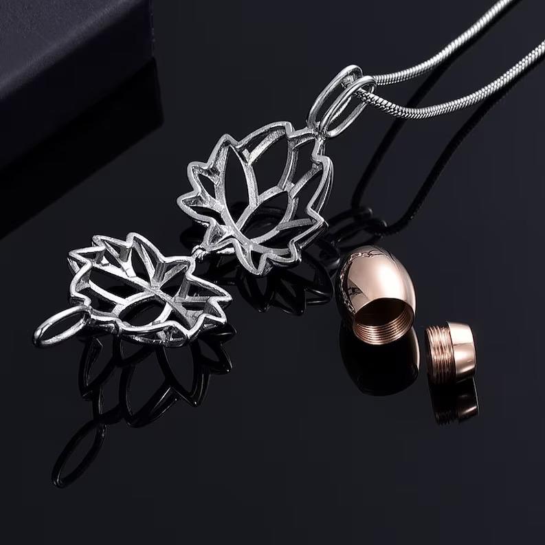 Lotus Flower Locket Cremation Ashes Necklace - Memorial Keepsake Urn. Free Filling Kit. Free UK Delivery. Chain Included 7