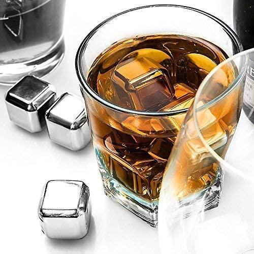 Stainless Steel Metal Ice Cubes Reusab leLuxury Gift Set ,  Ice Cubes for Whiskey,Wine & Gin & Tonic Metal Ice,Cubes with Quick Freeze Drinking Cooler Rocks, Nature Stainless Steel Color Utensils Beverage Birthday Reusable Traditional 9