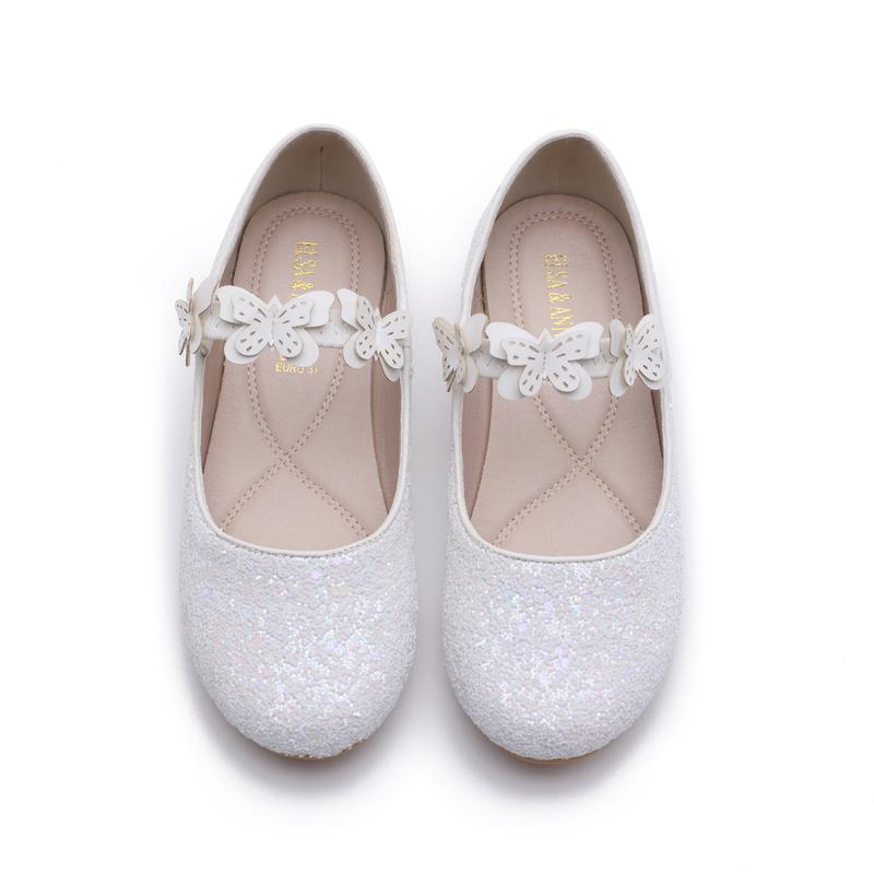 Girl Snow Queen Flat Sparkle Princess Fancy Dress Up Shoes - for Parties & Birthdays, Cosplay - SH2209-WHT 2