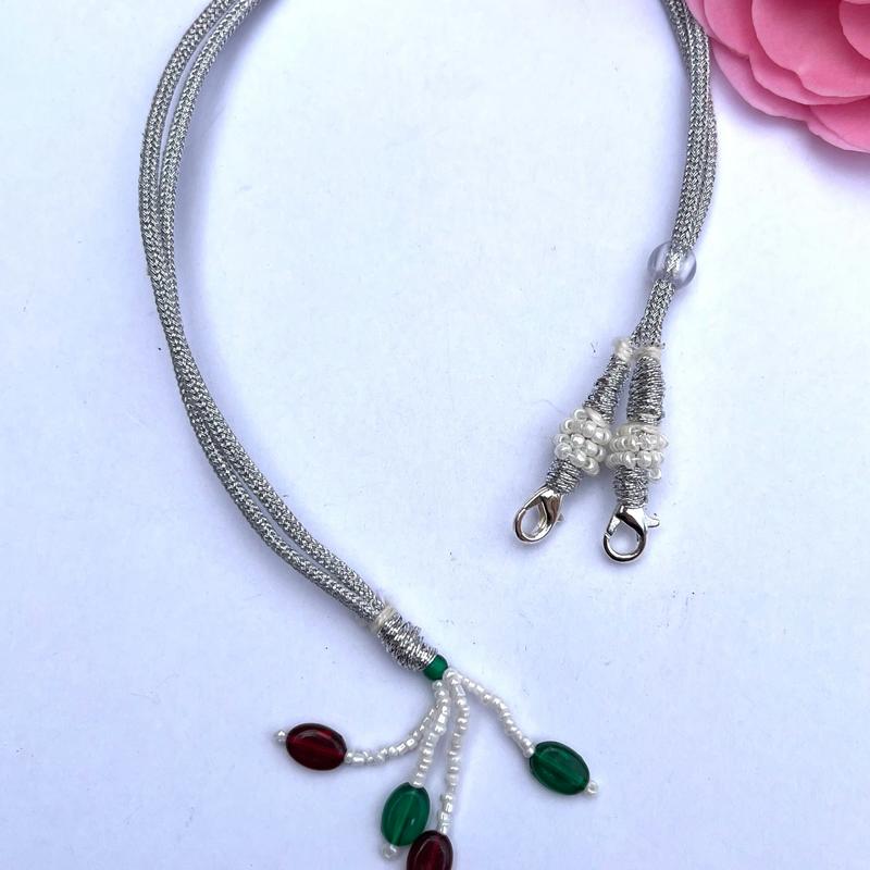 Handmade Silver Adjustable Necklace for Thread Cord with Lobster Clasps Zari Dori / Resham Dori for jewellery / Jewelry Necklace makings 4