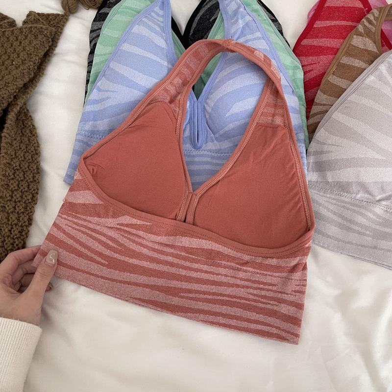 Speedu Women's #1905 Halter Neck Backless Bra and Brief Set Terno Mid waist Panty Underwear Wireless Fabric Nylon Spandex Womenswear Medium Lady 3