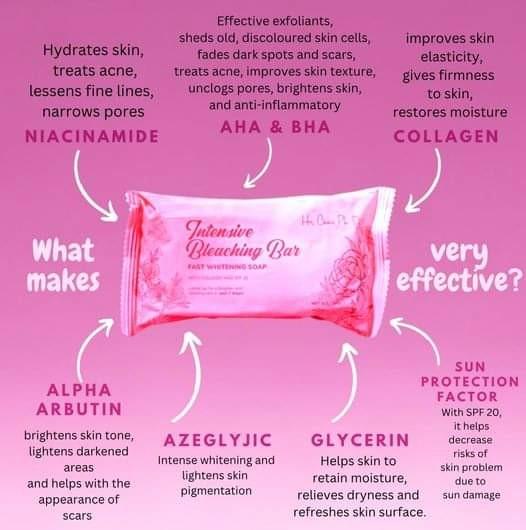 Product Introduction of INTENSIVE BLEACHING BAR BY HER CHOICE PH 120 GRAMS Soap Acne Peeling Brightening Arbutin Body Care 10