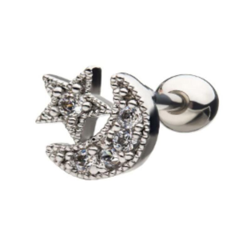 VARIOUS DESIGNS - Barbell Cartilage / Tragus Piercing / Helix | 316L Surgical Steel - Clear Crystal | 16 Gauge (1.2mm) or 18 Gauge (1.0mm) Thickness, 6 / 8mm bar length, 3mm ball diameter. 1
