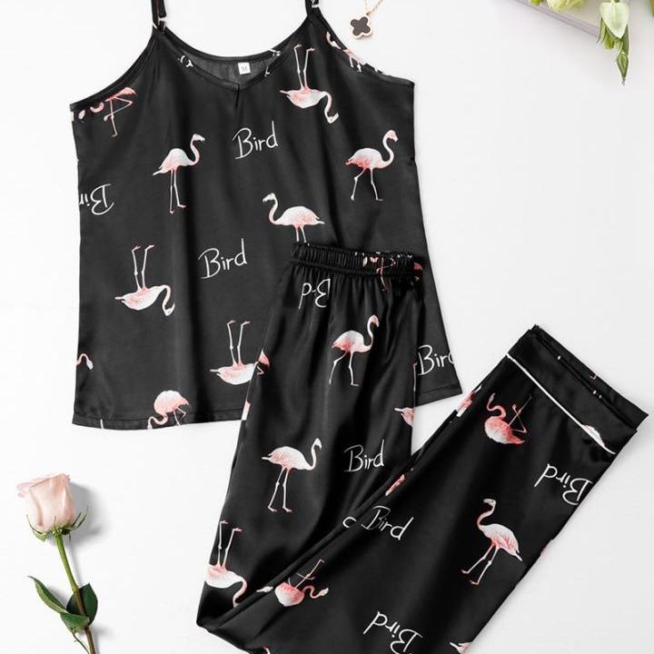Women's Two-Piece Satin-Feel  Set Silk Floral Summer Lightweight comfortable - UK SELLER 1