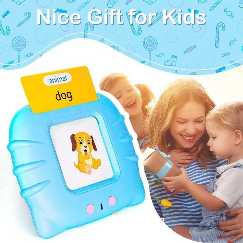224 Words Talking Flash Cards Early Learning Toy 2-6 Toddler Child Preschool Smart Intelligent Animals Audible Flash Cards Blue 5