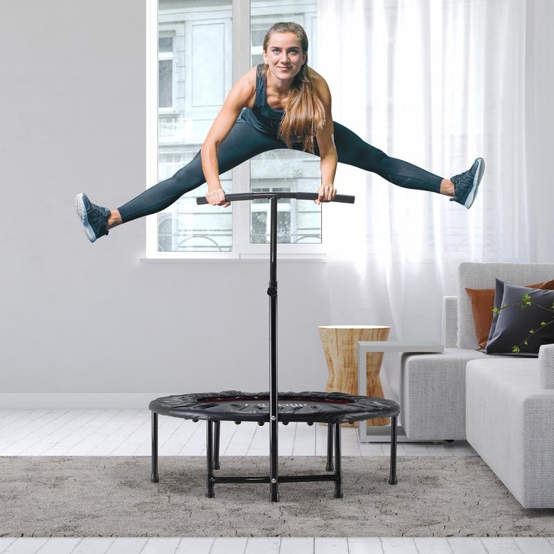 40'' Kids Mini Trampoline, Adult Rebounder Jumper w/ Handle Fitness 1