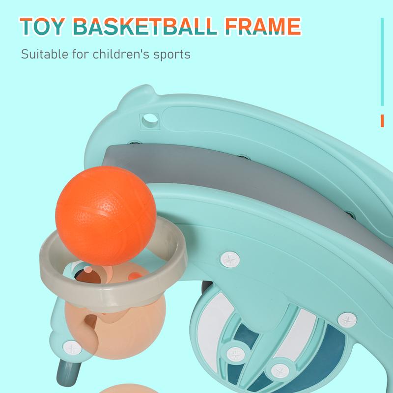 HOMCOM 3-in-1 Baby Rocking Horse Portable Slide Basketball Hoop, Age 3-5 6