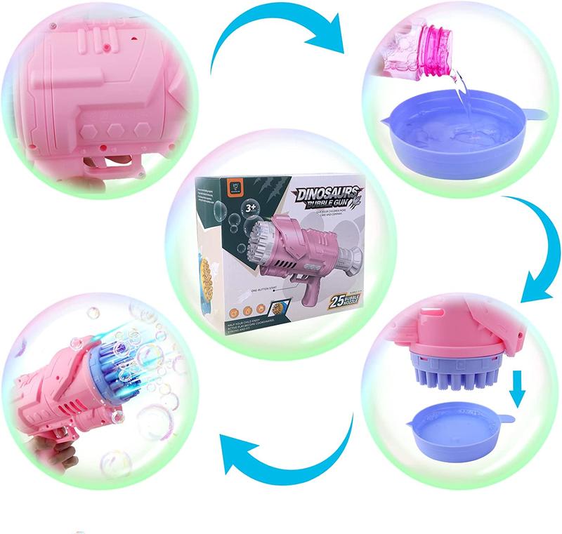 BM-2P and BM-2B 40 Holes Bubble Machine  Pink Bubble with Lights/Bubble Solution for Adults Kids Summer Toy Gift for Outdoor Indoor Birthday Party 4