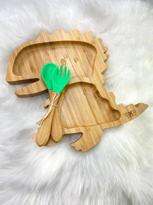 Green Dinosaur baby and toddler weaning plate 2