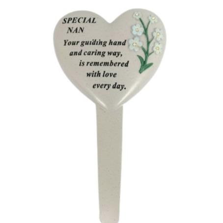 Options - Forget me not memorial heart stake with sparkle detail 2